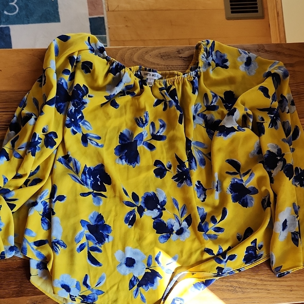 Elizabeth and James Yellow and Blue Floral Blouse